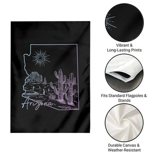 Glowing Arizona State Map Outline Graphic Garden Flag Neon Gradient Cactus Desert Travel Souvenir