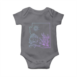 Glowing Arizona State Map Outline Graphic Baby Onesie Neon Gradient Cactus Desert Travel Souvenir