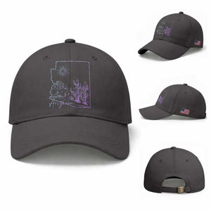 Glowing Arizona State Map Outline Graphic Baseball Cap Neon Gradient Cactus Desert Travel Souvenir