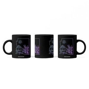 Glowing Arizona State Map Outline Graphic Coffee Mug Neon Gradient Cactus Desert Travel Souvenir