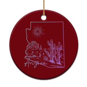 Glowing Arizona State Map Outline Graphic Ceramic Ornament Neon Gradient Cactus Desert Travel Souvenir