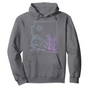 Glowing Arizona State Map Outline Graphic Hoodie Neon Gradient Cactus Desert Travel Souvenir