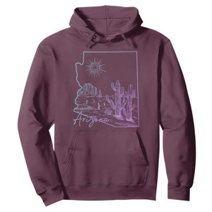 Glowing Arizona State Map Outline Graphic Hoodie Neon Gradient Cactus Desert Travel Souvenir