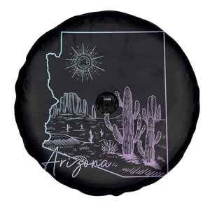 Glowing Arizona State Map Outline Graphic Spare Tire Cover Neon Gradient Cactus Desert Travel Souvenir