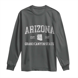 Vintage Distressed Arizona Grand Canyon State Graphic Long Sleeve Shirt Retro 1912 Varsity Map Souvenir