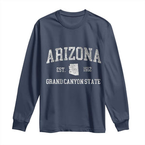 Vintage Distressed Arizona Grand Canyon State Graphic Long Sleeve Shirt Retro 1912 Varsity Map Souvenir