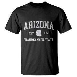 Vintage Distressed Arizona Grand Canyon State Graphic T Shirt Retro 1912 Varsity Map Souvenir