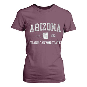 Vintage Distressed Arizona Grand Canyon State Graphic T Shirt For Women Retro 1912 Varsity Map Souvenir