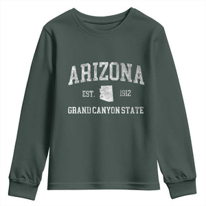 Vintage Distressed Arizona Grand Canyon State Graphic Youth Sweatshirt Retro 1912 Varsity Map Souvenir