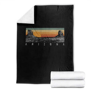 Retro Arizona Sunset Monument Valley Graphic Throw Blanket Panoramic Desert Red Rocks Landscape Souvenir