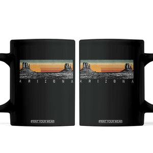 Retro Arizona Sunset Monument Valley Graphic Coffee Mug Panoramic Desert Red Rocks Landscape Souvenir
