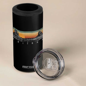 Retro Arizona Sunset Monument Valley Graphic 4 in 1 Can Cooler Tumbler Panoramic Desert Red Rocks Landscape Souvenir