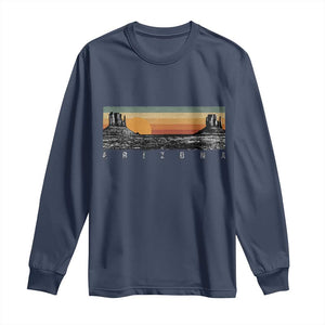 Retro Arizona Sunset Monument Valley Graphic Long Sleeve Shirt Panoramic Desert Red Rocks Landscape Souvenir