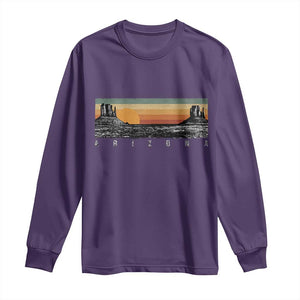 Retro Arizona Sunset Monument Valley Graphic Long Sleeve Shirt Panoramic Desert Red Rocks Landscape Souvenir