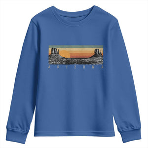 Retro Arizona Sunset Monument Valley Graphic Youth Sweatshirt Panoramic Desert Red Rocks Landscape Souvenir