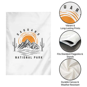 Retro Saguaro National Park Sunset Graphic Garden Flag Vintage Arizona Desert Mountain Badge Souvenir