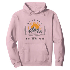 Retro Saguaro National Park Sunset Graphic Hoodie Vintage Arizona Desert Mountain Badge Souvenir