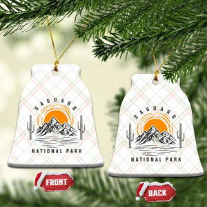 Retro Saguaro National Park Sunset Graphic Ceramic Ornament Vintage Arizona Desert Mountain Badge Souvenir