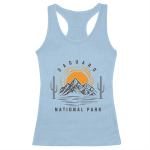 Retro Saguaro National Park Sunset Graphic Racerback Tank Top Vintage Arizona Desert Mountain Badge Souvenir