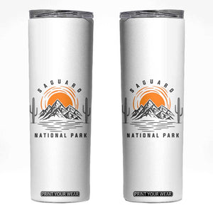 Retro Saguaro National Park Sunset Graphic Skinny Tumbler Vintage Arizona Desert Mountain Badge Souvenir