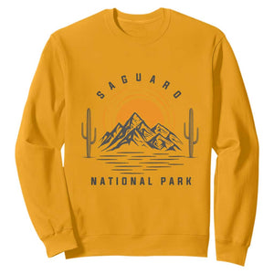 Retro Saguaro National Park Sunset Graphic Sweatshirt Vintage Arizona Desert Mountain Badge Souvenir