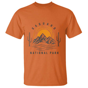 Retro Saguaro National Park Sunset Graphic T Shirt Vintage Arizona Desert Mountain Badge Souvenir