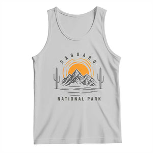 Retro Saguaro National Park Sunset Graphic Tank Top Vintage Arizona Desert Mountain Badge Souvenir