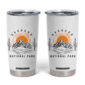 Retro Saguaro National Park Sunset Graphic Tumbler Cup Vintage Arizona Desert Mountain Badge Souvenir