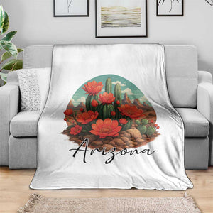 Beautiful Blooming Cactus Flower Arizona Graphic Throw Blanket Vintage Desert Botanical Floral Nature Souvenir