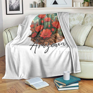 Beautiful Blooming Cactus Flower Arizona Graphic Throw Blanket Vintage Desert Botanical Floral Nature Souvenir