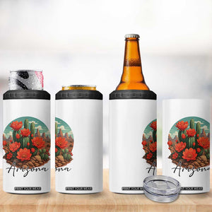 Beautiful Blooming Cactus Flower Arizona Graphic 4 in 1 Can Cooler Tumbler Vintage Desert Botanical Floral Nature Souvenir