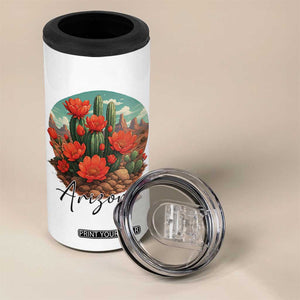 Beautiful Blooming Cactus Flower Arizona Graphic 4 in 1 Can Cooler Tumbler Vintage Desert Botanical Floral Nature Souvenir