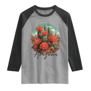 Beautiful Blooming Cactus Flower Arizona Graphic Raglan Shirt Vintage Desert Botanical Floral Nature Souvenir