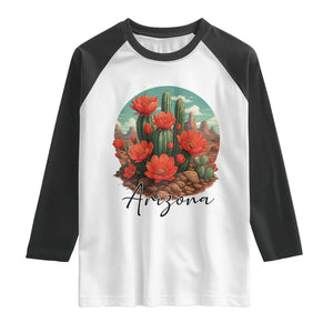 Beautiful Blooming Cactus Flower Arizona Graphic Raglan Shirt Vintage Desert Botanical Floral Nature Souvenir