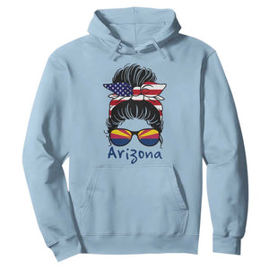 Patriotic Arizona Messy Bun Girl Graphic Hoodie American Flag Sunglasses Southwest State Pride Souvenir