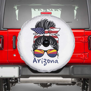 Patriotic Arizona Messy Bun Girl Graphic Spare Tire Cover American Flag Sunglasses Southwest State Pride Souvenir