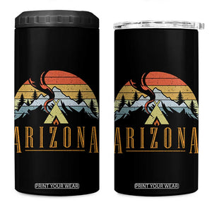 Vintage Arizona Camping Mountain Graphic 4 in 1 Can Cooler Tumbler Retro Sunset Wilderness Outdoor Adventure Souvenir