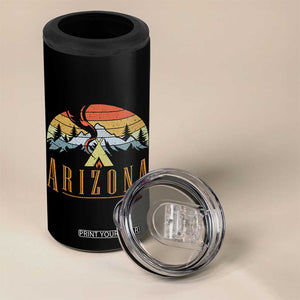 Vintage Arizona Camping Mountain Graphic 4 in 1 Can Cooler Tumbler Retro Sunset Wilderness Outdoor Adventure Souvenir