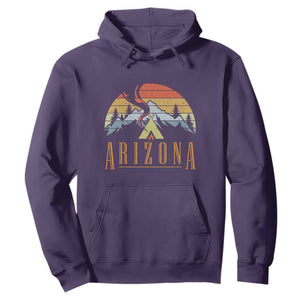 Vintage Arizona Camping Mountain Graphic Hoodie Retro Sunset Wilderness Outdoor Adventure Souvenir