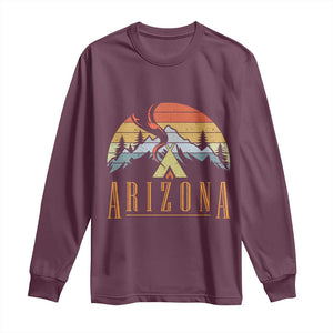 Vintage Arizona Camping Mountain Graphic Long Sleeve Shirt Retro Sunset Wilderness Outdoor Adventure Souvenir