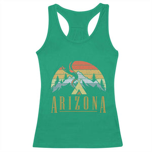 Vintage Arizona Camping Mountain Graphic Racerback Tank Top Retro Sunset Wilderness Outdoor Adventure Souvenir