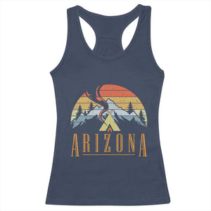 Vintage Arizona Camping Mountain Graphic Racerback Tank Top Retro Sunset Wilderness Outdoor Adventure Souvenir