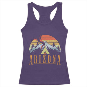 Vintage Arizona Camping Mountain Graphic Racerback Tank Top Retro Sunset Wilderness Outdoor Adventure Souvenir