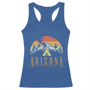 Vintage Arizona Camping Mountain Graphic Racerback Tank Top Retro Sunset Wilderness Outdoor Adventure Souvenir
