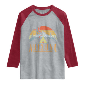 Vintage Arizona Camping Mountain Graphic Raglan Shirt Retro Sunset Wilderness Outdoor Adventure Souvenir