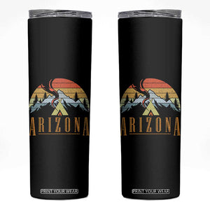 Vintage Arizona Camping Mountain Graphic Skinny Tumbler Retro Sunset Wilderness Outdoor Adventure Souvenir