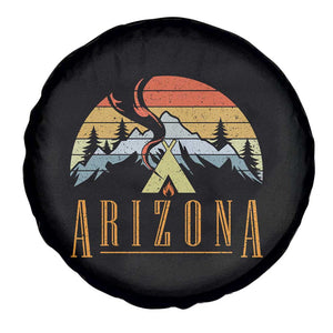 Vintage Arizona Camping Mountain Graphic Spare Tire Cover Retro Sunset Wilderness Outdoor Adventure Souvenir