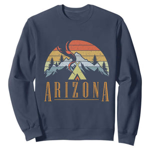 Vintage Arizona Camping Mountain Graphic Sweatshirt Retro Sunset Wilderness Outdoor Adventure Souvenir