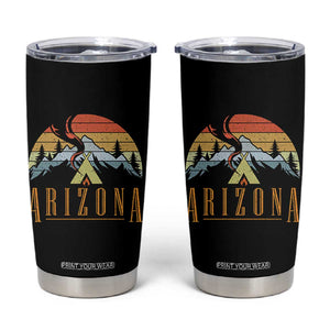 Vintage Arizona Camping Mountain Graphic Tumbler Cup Retro Sunset Wilderness Outdoor Adventure Souvenir