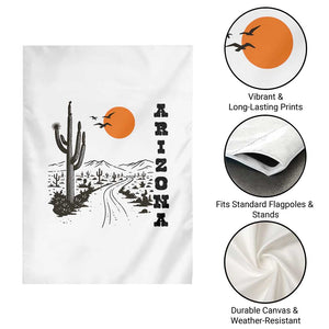 Retro Arizona Desert Road Sunset Graphic Garden Flag Vintage Southwest Saguaro Cactus Travel Souvenir